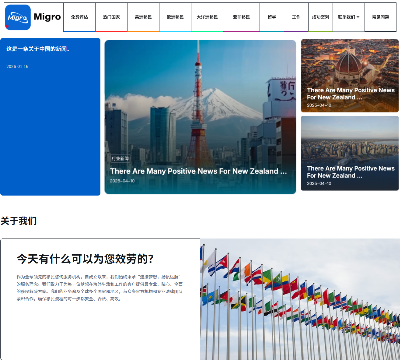 移民网站定制